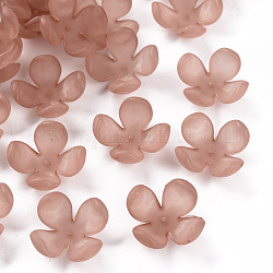 Esmerilado casquillos del grano de acrílico, 4-pétalo, flor, marrón rosado, 27x27x11mm, agujero: 1.8 mm, aproximamente 276 unidades / 500 g