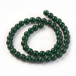Handmade Gold Sand Lampwork Beads Strands, Round, Dark Green, 8~8.5mm, Hole: 1.2mm, about 50pcs/strand, 14.96 inch~15.71 inch(38~38.5cm)