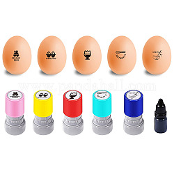 AHANDMAKER 5 Styles Egg Stamps, Egg Rubber Stamp for Fresh Eggs Mini Egg Stamp DIY, 2 Egg Drawing Stamps Chicken Egg Stamps with Stamp Pads and 10ML Water-Based Refill Ink