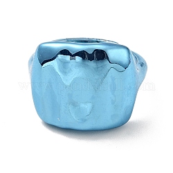 Латунный прямоугольный регулируемый перстень с печаткой для женщин, без кадмия и без свинца, Небесно-голубой, размер США 5 1/4 (15.9 мм)
