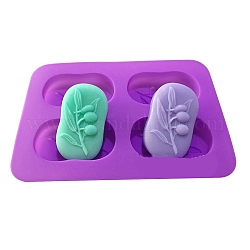Moldes de silicona de calidad alimentaria para jabón rectangular, para hacer manualidades de jabón diy, patrón de árboles, Violeta Azul, 220x150x20mm