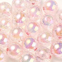 Placcatura uv perline acriliche iridescenti arcobaleno trasparenti, perline a bolle, tondo, roso, 15~15.5x15.5~16mm, Foro: 2.6~2.7 mm