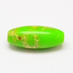 Fluorescent Beads Synthetic Regalite/Imperial Jasper/Sea Sediment Jasper Beads, Dyed, Oval, Lawn Green, 30x12mm, Hole: 1mm