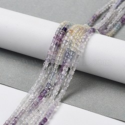 Natural Fluorite Beads Strands, Faceted, Cube, 2x2x2mm, Hole: 0.5mm, about 178~180pcs/strand, 15.55''(39.5cm)