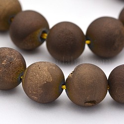 Galvaniser agate naturelle perles rondes brins, teinte, cuivre plaqué, 10mm, Trou: 1mm, Environ 37 pcs/chapelet, 14.9 pouce