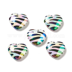 Placcatura uv perline acriliche iridescenti arcobaleno opache, cuore, chiaro ab, 17x19.5x6.5mm, Foro: 2 mm