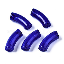 Perles acryliques, pierre d'imitation, tube incurvé, bleu, 34.5x13x11mm, Trou: 3.5mm