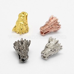 Dragons perles en alliage de tête, couleur mixte, 15x12.5x12mm, Trou: 2mm