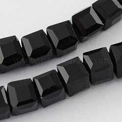 Chapelets de perles en verre, facette, cube, noir, 3~4x3~4x3~4mm, Trou: 0.5mm, Environ 100 pcs/chapelet, 13.5 pouce