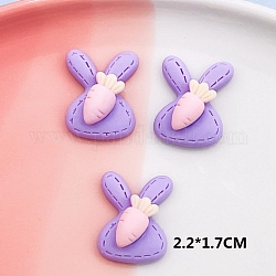 Cabuchones de resina opacos, para accesorios para el cabello, conejo con zanahoria, lila, 22x17mm