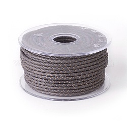 Cordón trenzado de cuero, cable de la joya de cuero, material de toma de diy joyas, gris oscuro, 3mm, alrededor de 54.68 yarda (50 m) / rollo