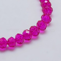 Faceted Transparent Glass Rondelle Beads Strands, Medium Violet Red, 4x3mm, Hole: 1mm, about 130~140pcs/strand, 18.1inch