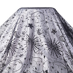スパンコールスタームーン模様刺繍ポリエステルメッシュ生地  DIY縫製ドレス用  ブラック  125~130x0.1cm