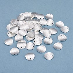 Charms in ottone, rotondo e piatto, placcati argento 925 euro, 10x1mm, Foro: 1.2 mm