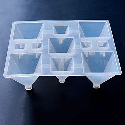 Moldes de silicona, moldes de resina, para resina uv, fabricación de joyas de resina epoxi, pirámide, blanco, 2~6x2~6x2~6.5 cm