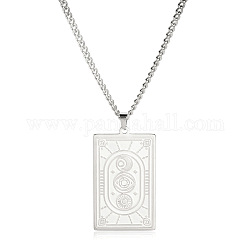 304 collier pendentif rectangle en acier inoxydable pour homme femme, couleur inoxydable, motif ovale, 23.62 pouce (60 cm)