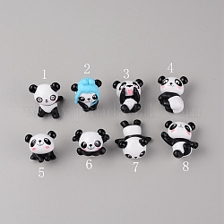 Niedliche Panda-Display-Dekorationssets aus Kunststoff, Schwarz, 20~46x28~34x19~33 mm, 8 Stück / Set