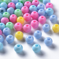 Perles acryliques opaques, ronde, couleur mixte, 6x5mm, Trou: 1.8mm, environ 4400 pcs/500 g