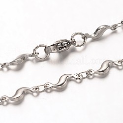 304 de enlace de barras de acero inoxidable cadenas collares, con cierre de langosta, color acero inoxidable, 17.3 pulgada (43.9 cm)