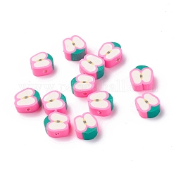 Manuell Polymer Ton Perlen, Apfelscheibe, neon rosa , 9.5~11x9~10x4.5~4.7 mm, Bohrung: 1.6 mm