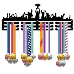Модная железная вешалка для медалей, настенная стойка для дисплея, 3-строчный, с винтами, чёрные, трофей, 150x400 мм, отверстие : 5 мм