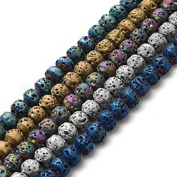 Fili di perle di roccia lavica naturale elettrodeposta, bicono, colore misto, 4x5mm, Foro: 0.8 mm, circa 89~90pcs/filo, 15.35~15.55 pollice (39~39.5 cm)