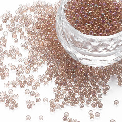 Bricolage 3 d art d'ongle de mini perles de verre de décoration, minuscules perles de clou de caviar, de couleur plaquée ab , ronde, chameau, 2mm, environ 450 g /sachet 