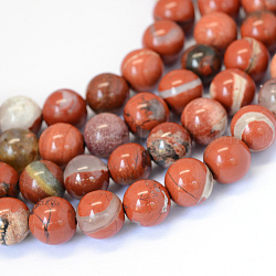 Natürliche rote Jaspis runde Perle Stränge, Klasse ab, 6~6.5 mm, Bohrung: 1 mm, ca. 63 Stk. / Strang, 15.5 Zoll
