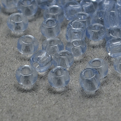 8/0 runde Glasperlen der Klasse a, transparenten Farben, hellstahlblau, 8/0, 3x2 mm, Bohrung: 1 mm, ca. 10000 Stk. / Beutel