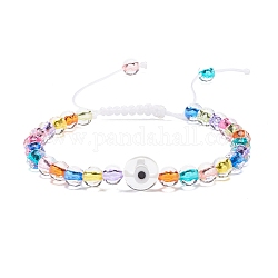 Mauvais œil acrylique et bracelet de perles tressées au chalumeau rond pour femme, clair, diamètre intérieur: 2~3-3/4 pouce (5.2~9.5 cm)