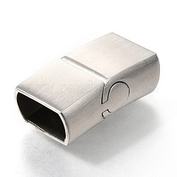 304 Stainless Steel Magnetic Clasps with Glue-in Ends, Curved Rectangle, Stainless Steel Color, 23.5x13.5x8mm, Hole: 6x11.5mm