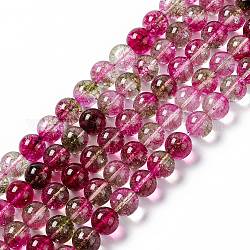 Filo di perle di quarzo ciliegia imitazione vetro k9, tondo, rosa intenso, 10~10.5mm, Foro: 0.8 mm, circa 39pcs/filo, 14.76 pollice (37.5 cm)