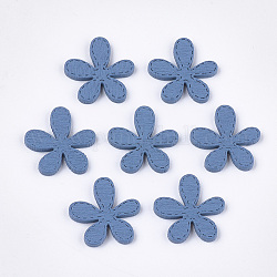 Gemalte Pappelholz Cabochons, Blume, königsblau, 22x22x2 mm