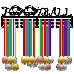 Support de mur d'affichage de support de cintre de médaille de fer de mode, 3 ligne, avec des vis, noir, football américain, 124x400mm, Trou: 5mm