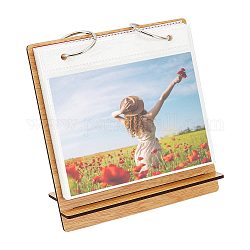 Album fotografico calendario desktop in legno, capovolgere lo stile del calendario, con chiusure ad anello in ferro e buste in pvc, rettangolo, Perù, prodotto finito: 145x68x154mm