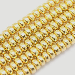Chapelets de perles en hématite synthétique sans magnétiques, AA grade, Plaqué longue durée, rondelle, plaqué or, 3x2mm, Trou: 0.8mm, Environ 223 pcs/chapelet, 15.7 pouce (40 cm)