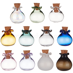 Delorigin 11pcs 11 couleurs porte-bonheur forme verre liège bouteilles ornement, bouteilles vides en verre, fioles de bricolage pour les décorations pendantes, couleur mixte, 2.5 cm, 1 pc / couleur