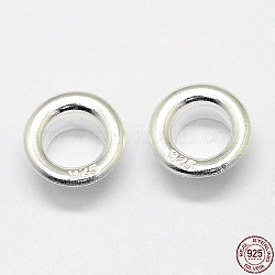 925 sterling core europei d'argento, rondelle, argento, 4.3~7.7mmx3.4mm, Foro: 5 mm