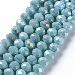Cuisson opaque de perles de verre peintes, facette, rondelle, turquoise foncé, 10x8mm, Trou: 1.5mm, Environ 63 pcs/chapelet, 21.06 pouce ~ 21.26 pouces (53.5~54 cm)