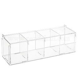 Acrylic Bead Containers, 4 Compartments, for Blind Box Doll, Rectangle, White, 31.5x10x10cm, Fit for 8.6x7cm, about 9pcs/set