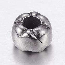 304 perline europei in acciaio inox, perline con foro grande, rondelle, argento antico, 11x8mm, Foro: 5 mm
