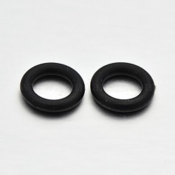 Rubber O Rings, Donut Spacer Beads, Fit European Clip Stopper Beads, Black, 10x2mm