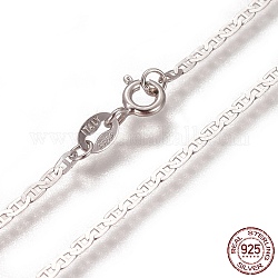 Collane con catena a maglia marinara in argento sterling placcato rodio, con chiusure di anello di primavera, platino, 925 pollice (17.7 cm)