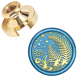 Wax Seal Brass Stamp Head, with Engraving Logo, for Wax Seal Stamp, Round, Leaf Pattern, 25x15mm, Hole: 7mm