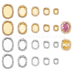 Pandahall elite 40 pz 10 stili in ottone cabochon impostazione del connettore, collegamenti multi-strand, con strass cristallo, ovale, di platino e d'oro, 10.5~29x9.5~22.5x4~9mm, Foro: 1 mm, vassoio: 7~23x5~16mm, 4pcs / style