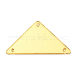 Triángulo acrílico espejo coser en pedrería, accesorios de prendas de vestir, Enlaces multifilares, oro, 18x33x1.3mm, agujero: 1.2 mm