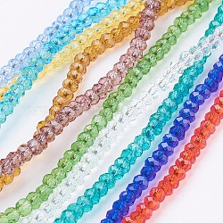 Transparent Glass Beads Strands, Faceted, Rondelle, Mixed Color, 3x2mm, Hole: 0.5mm, about 160~165pcs/strand, 15.35 inch~15.75 inch(39~40cm)
