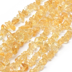 Chapelets de perles de citrine naturelle, Grade a, teints et chauffée, puce, 5~8mm, Trou: 0.8mm, environ 16 pouce (40.6 cm)