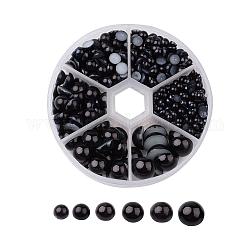 1caja de plástico abs imitación perla cúpula cabujones, semicírculo, negro, 4~12x2~6mm, aproximamente 690 unidades / caja
