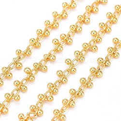 Chaînes de perles en laiton manuels, avec bobine, soudé, Plaqué longue durée, véritable 18k plaqué or, 1.5~3mm, environ 32.8 pied (10 m)/rouleau